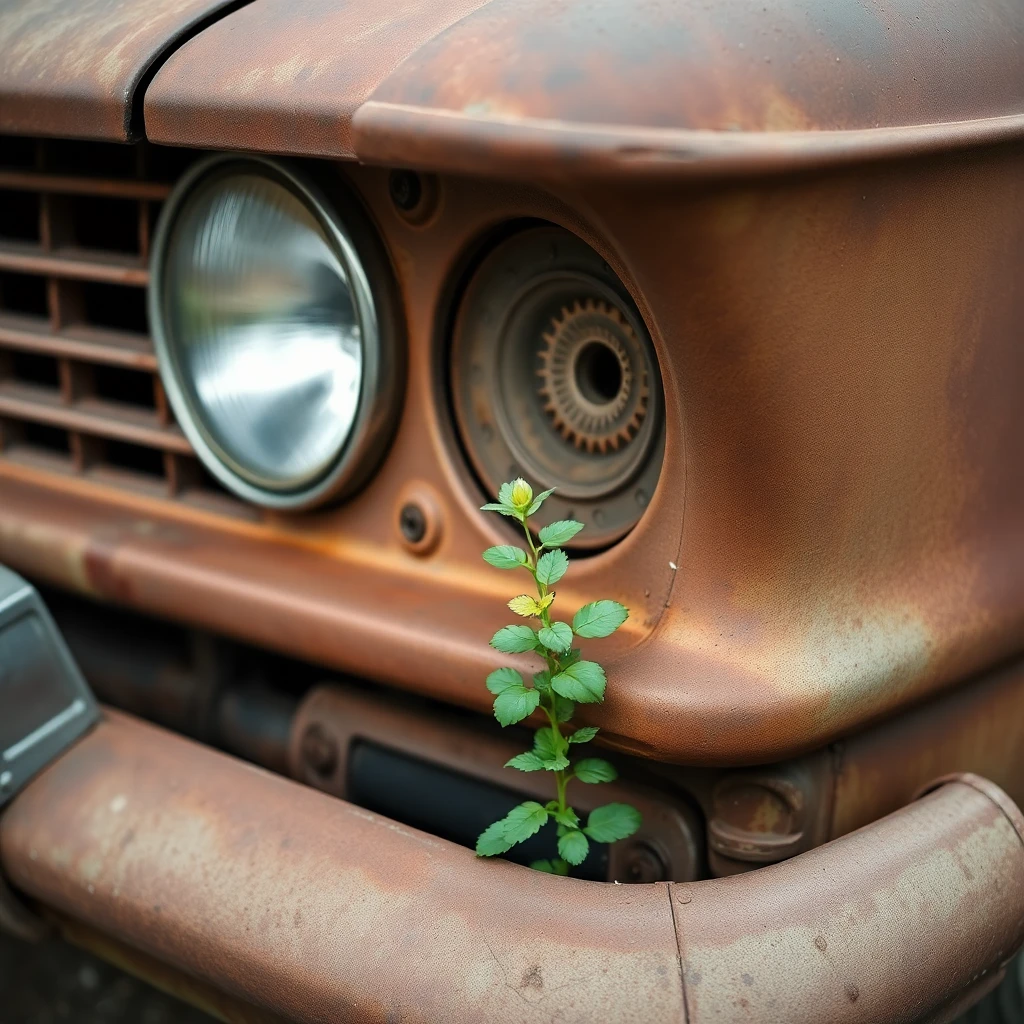 Faro de auto clásico oxidado