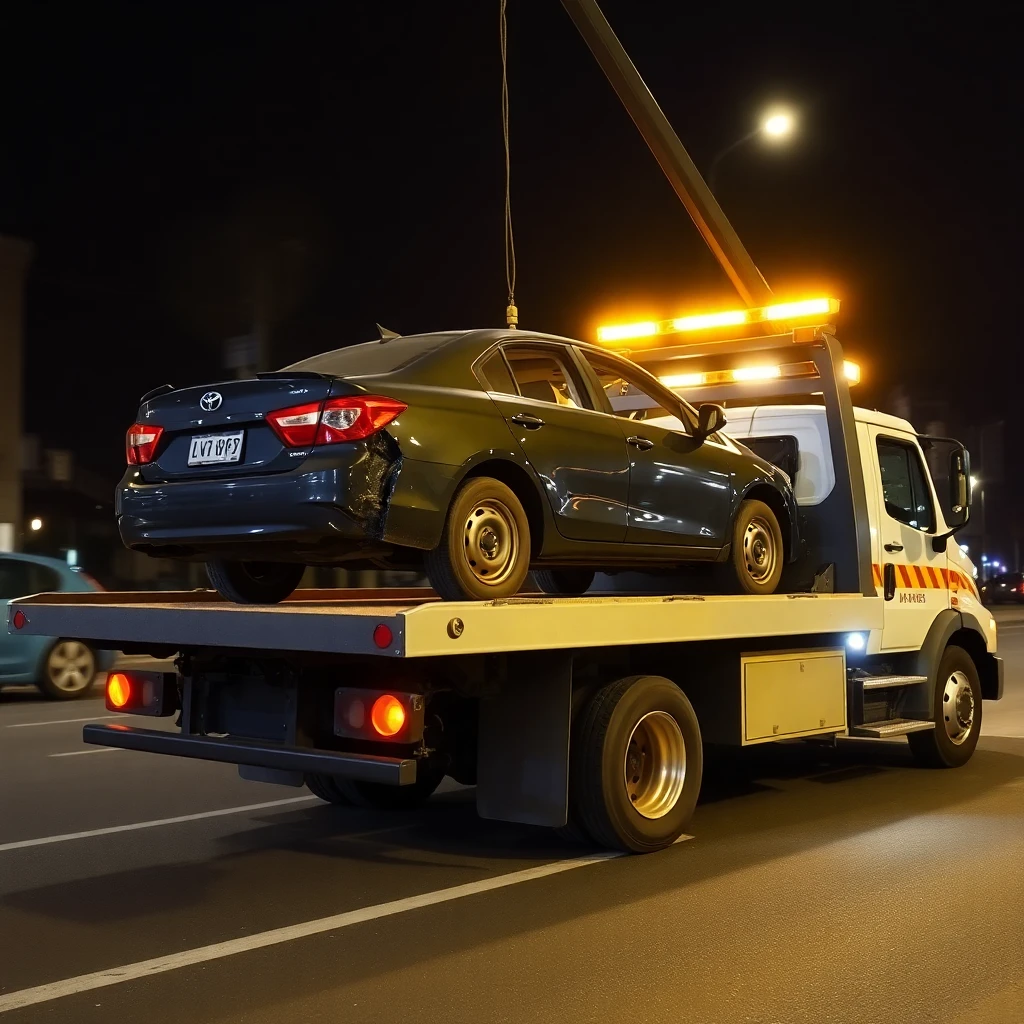 Auto siendo remolcado en grúa